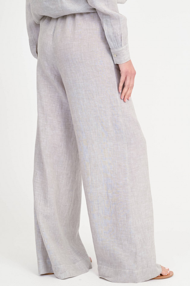 0039-Italy Wide-Leg Hose TAMINA aus Leinen in Hellgrau