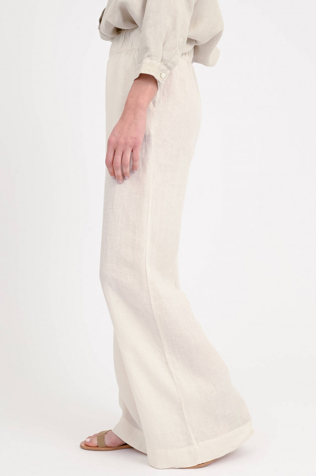 0039-Italy Wide-Leg Hose TAMINA aus Leinen in Sand