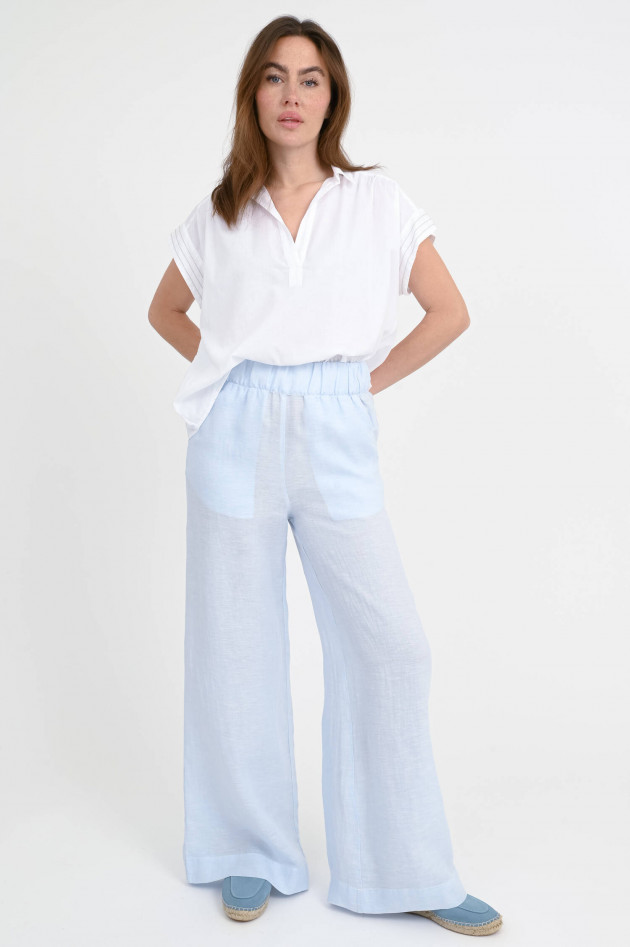0039-Italy Wide-Leg Hose TAMINA aus Leinen in Hellblau
