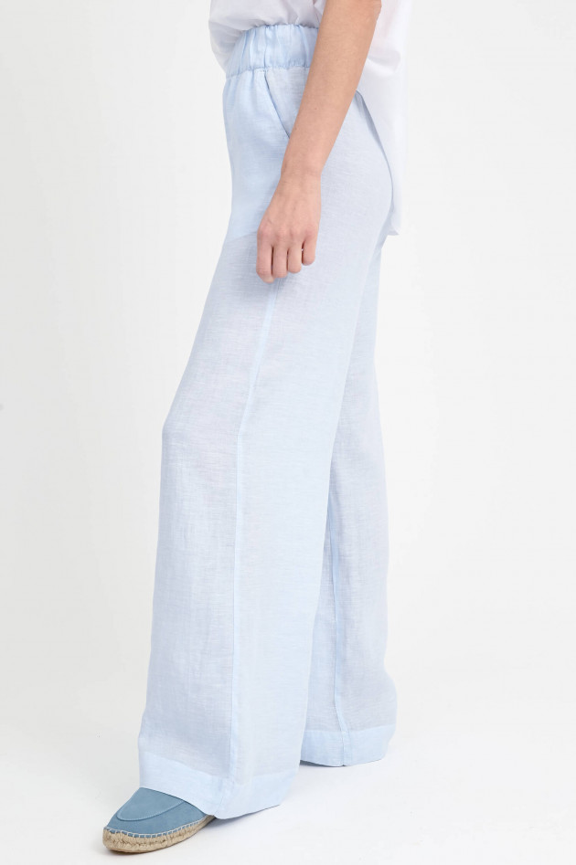 0039-Italy Wide-Leg Hose TAMINA aus Leinen in Hellblau