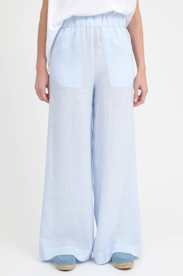 0039-Italy Wide-Leg Hose TAMINA aus Leinen in Hellblau