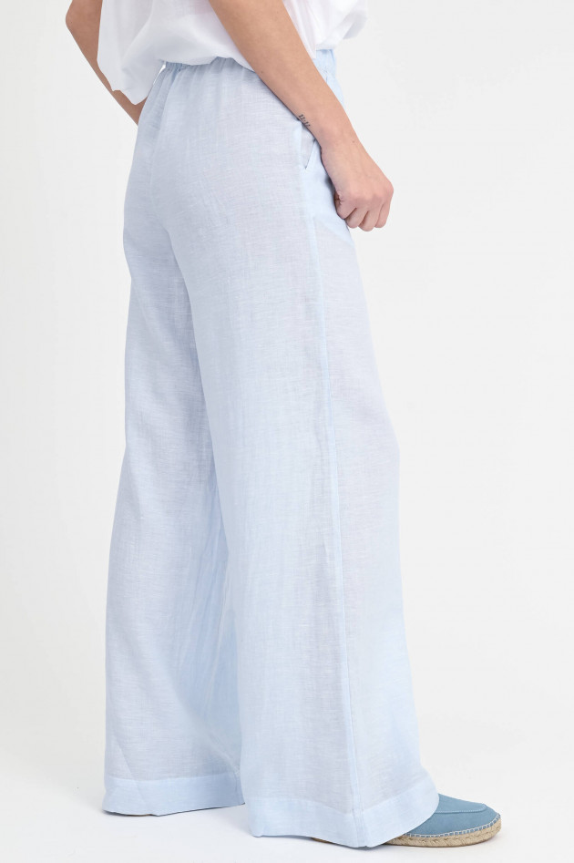 0039-Italy Wide-Leg Hose TAMINA aus Leinen in Hellblau