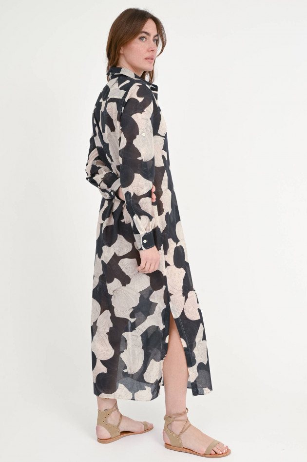 0039-Italy Maxi-Kleid TAYA aus Baumwolle in Schwarz/Creme