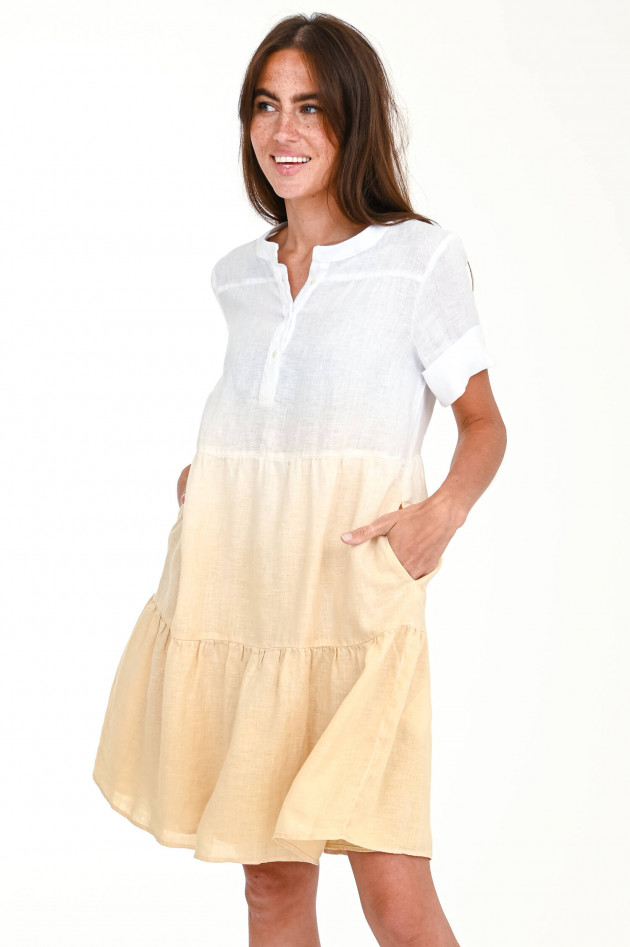 0039-Italy Dip-Dye Volantkleid RICCI KA in Weiß/Beige