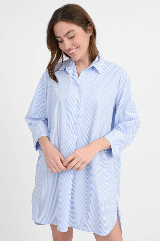 0039-Italy Gestreiftes Baumwollkleid AVERY in Blau/Weiß