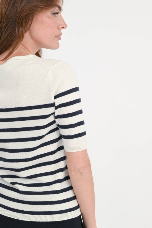 0039-Italy Shirt ISOLA aus Cash-Mix in Natur/Navy gestreift