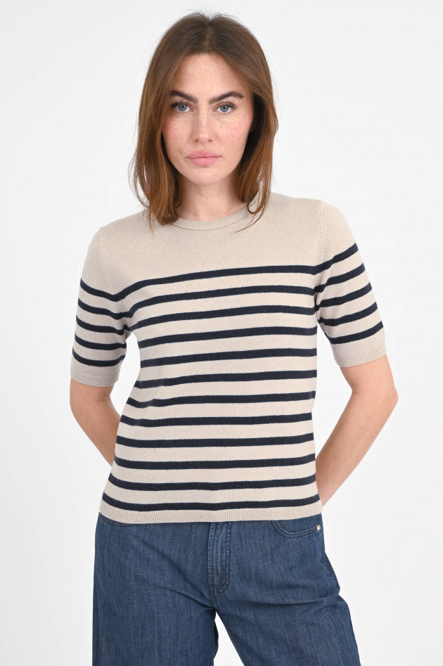 0039-Italy Cashmere-Shirt ISOLA in Taupe/Navy