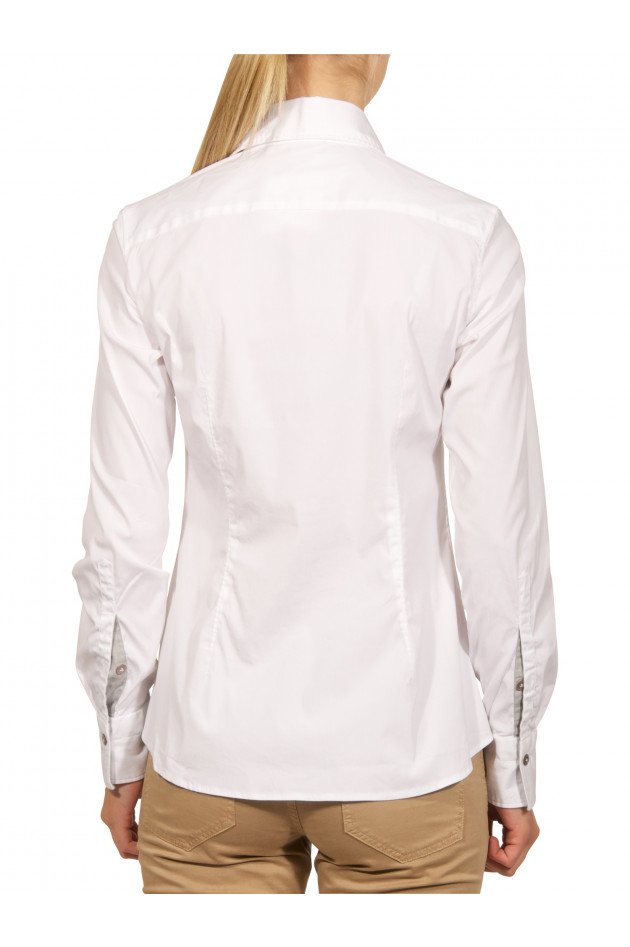Caliban - Bluse Weiß mit grauen Details