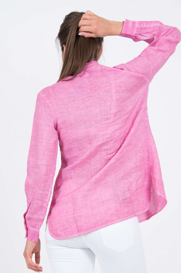 120% Leinen Leinenbluse mit Biesen in Pink