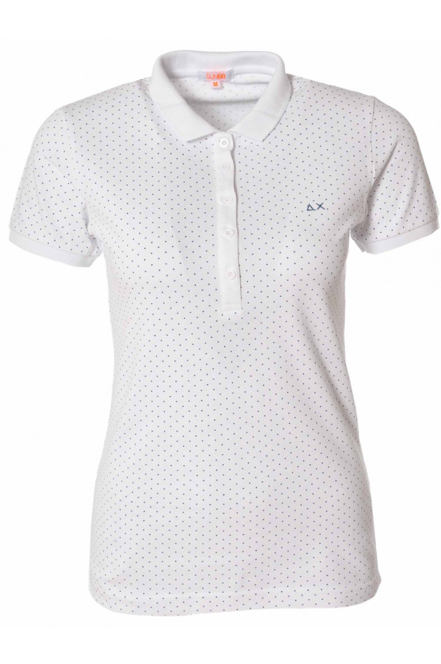Polo-Shirt Weiß mit blauen Punkten Sun 68