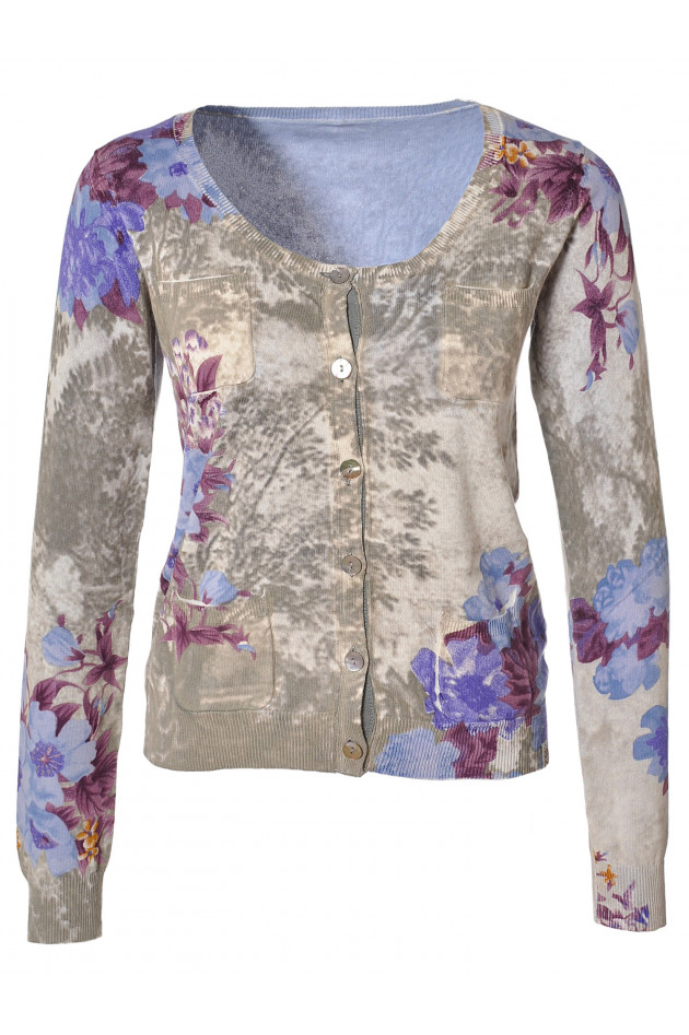 Cardigan Blau mit floralem Print Szen