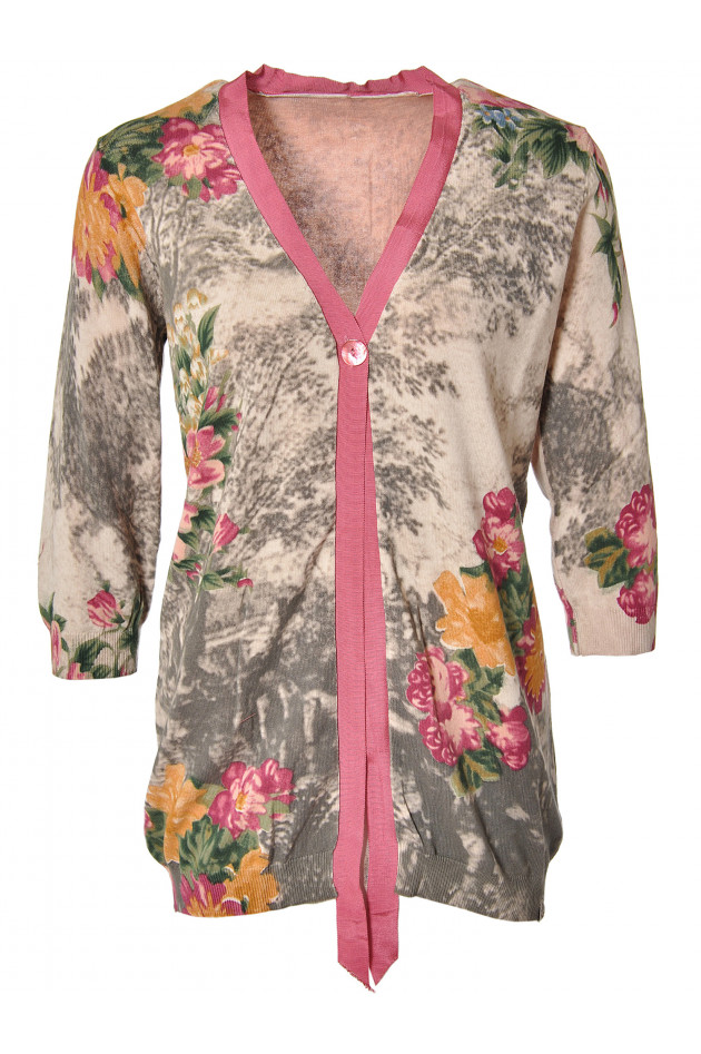 Cardigan Rosa mit floralem Print Sze