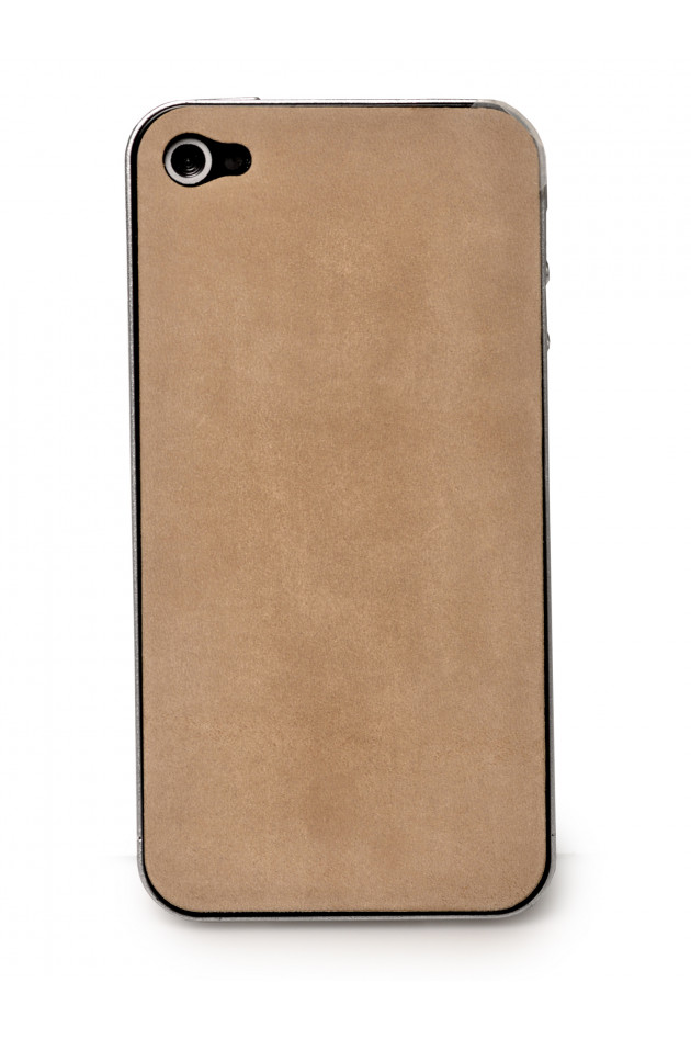 Hat iPhone Lederapplikation Beige Matt