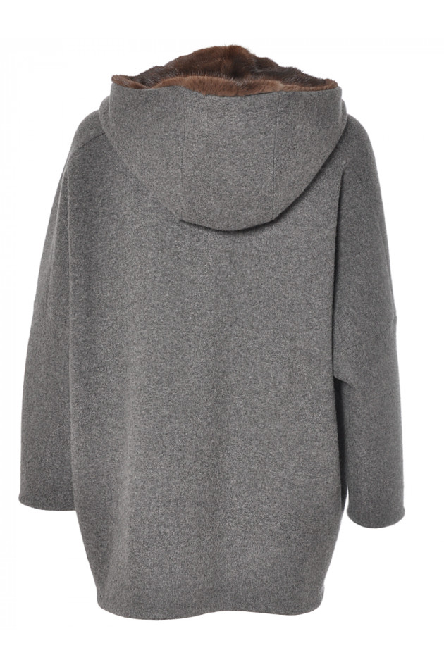 Kaschmir Cape mit Pelz