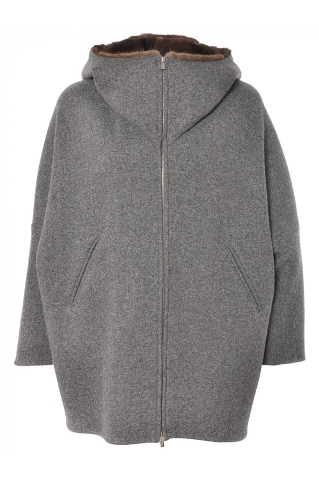 Kaschmir Cape mit Pelz