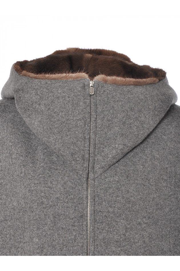Kaschmir Cape mit Pelz