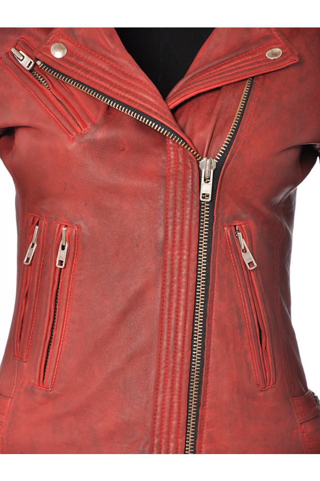 Lederjacke Rot