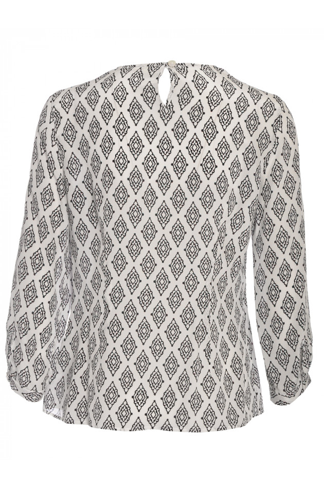 Seidenbluse Weiß mit Muster
