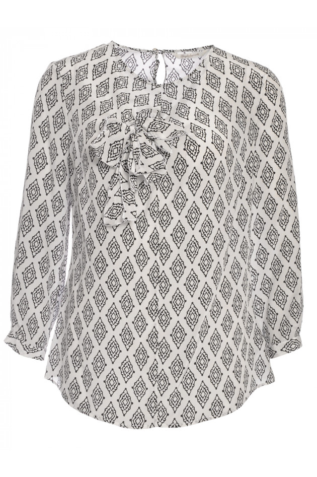 Seidenbluse Weiß mit Muster