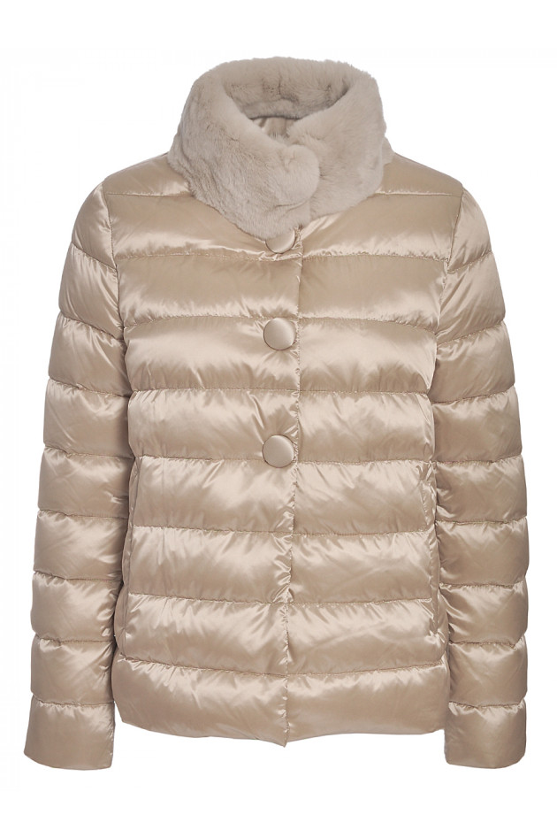Daunenjacke CIRSE Sand mit Pelzkragen