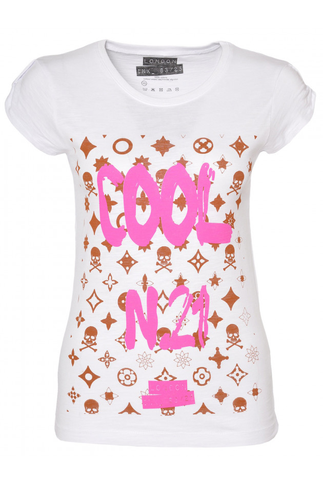 T-Shirt Weiß mit Print London Ink