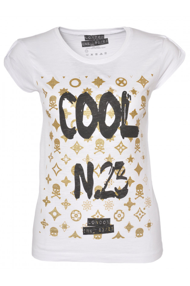 T-Shirt Weiß mit Print London Ink