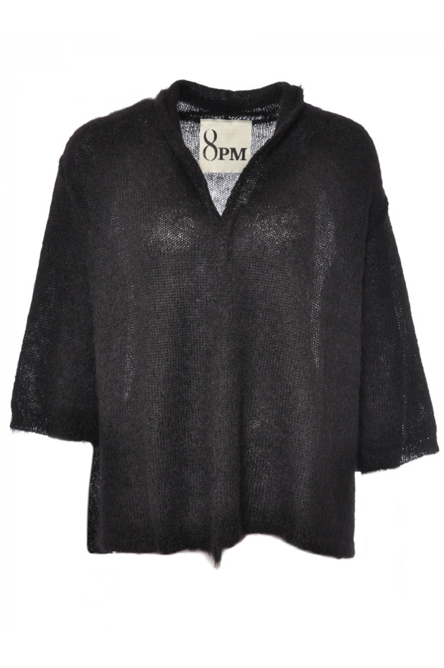 Mohair-Strickjacke Schwarz