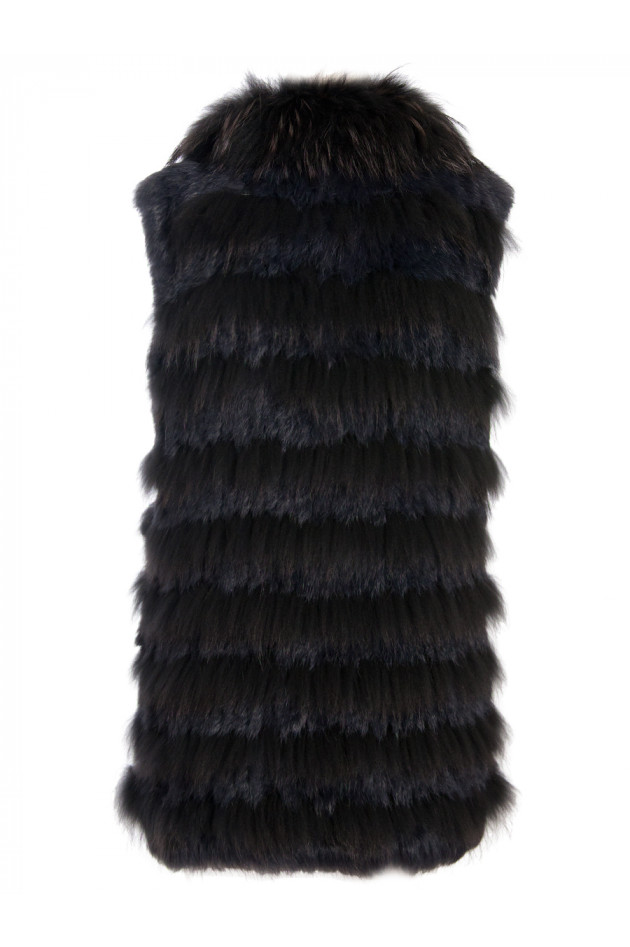 Fellweste gestrickt Schwarz/Blau