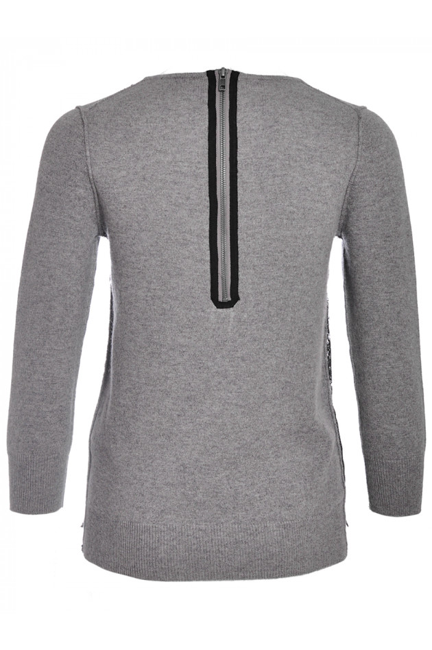 Kaschmirpullover Grau mit Spitzendetails