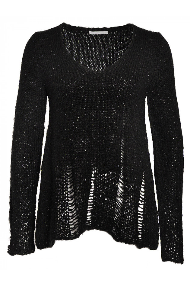 Strickpullover Destroyed Schwarz