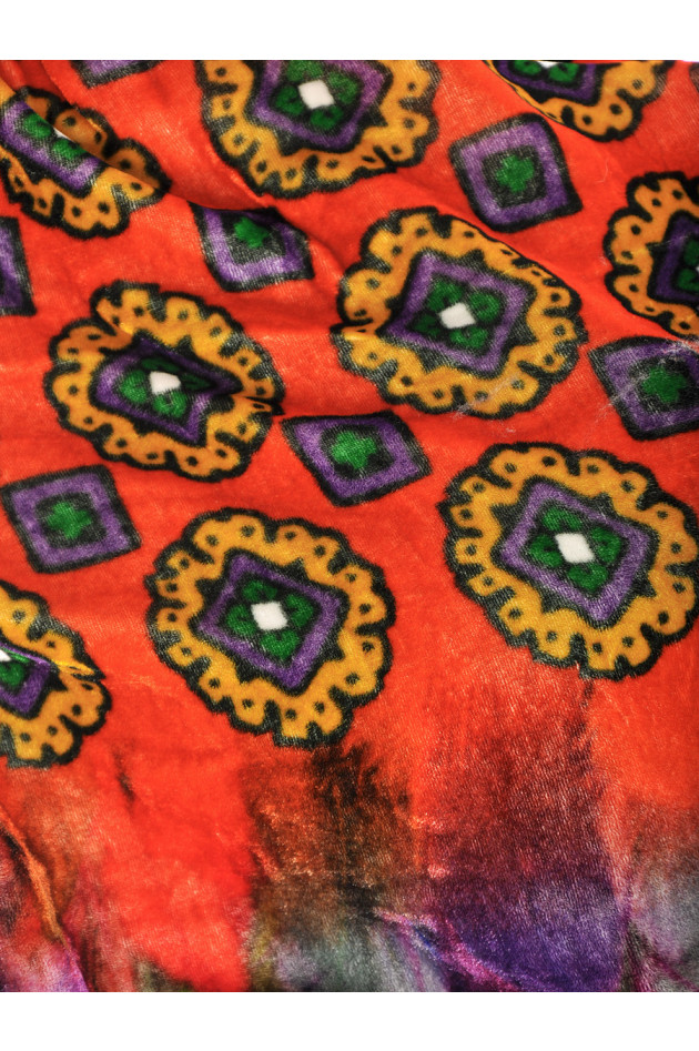Samtschal Orange/Kiwi mit Print
