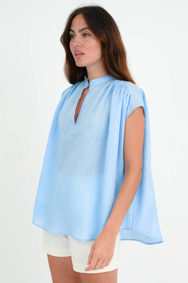 1868 Leinenbluse MAXI in Hellblau