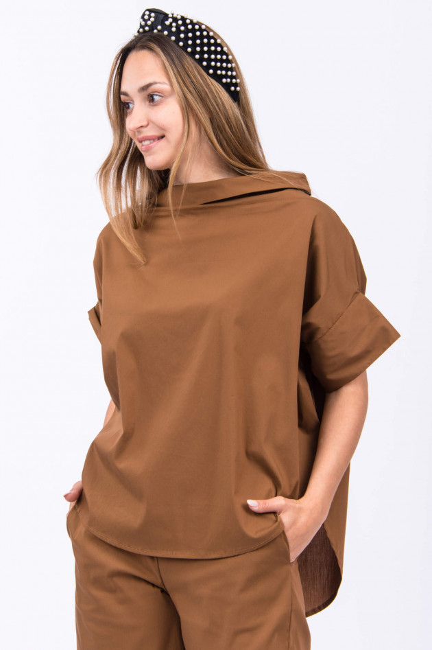 1868 Blusenshirt mit Stehkragen in Cognac