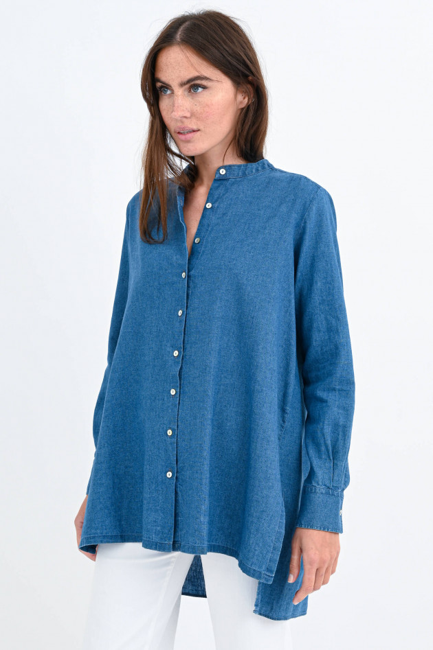 1868 Lange Bluse im Jeans-Look in Blau