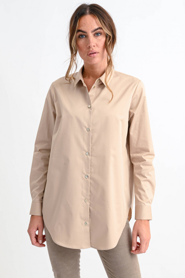 1868 Oversized Bluse mit rundem Saum in Sand