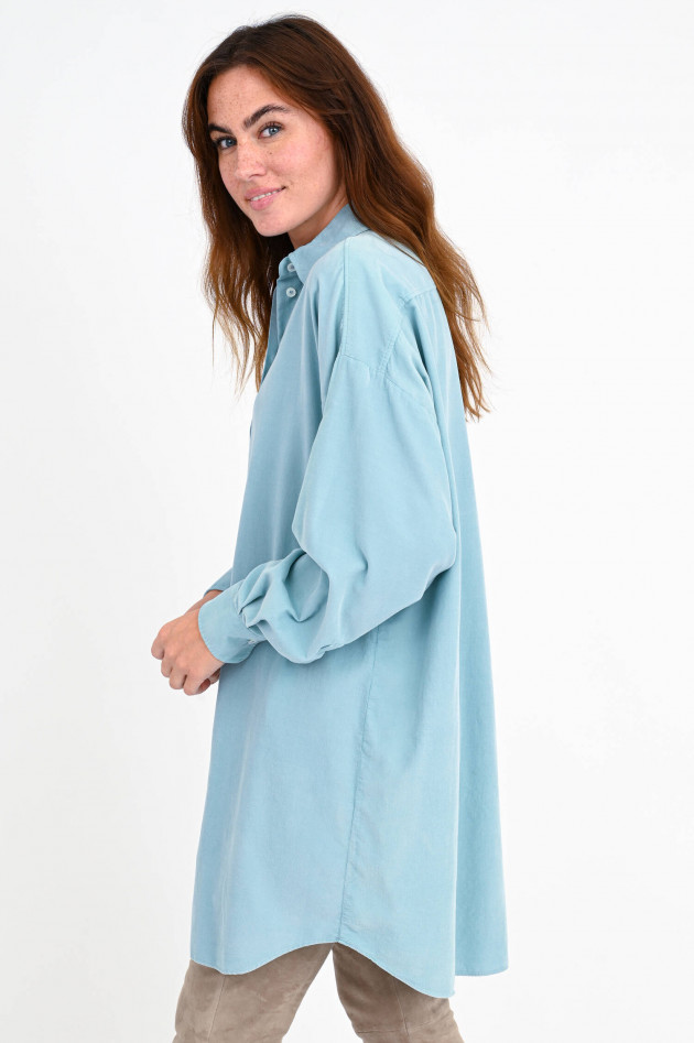 1868 Lange Bluse aus Feincord in Aqua