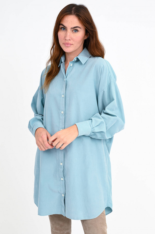 1868 Lange Bluse aus Feincord in Aqua