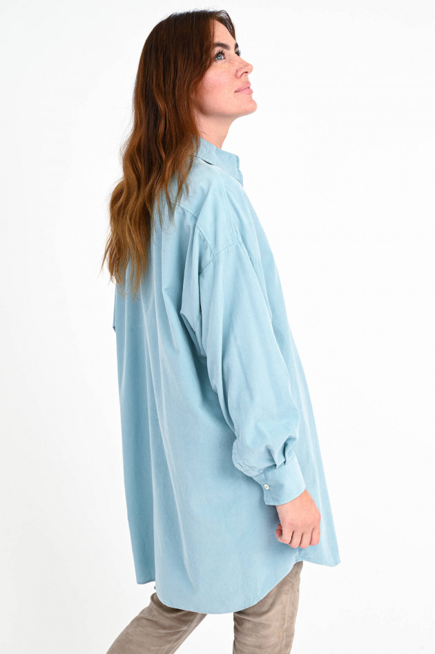 1868 Lange Bluse aus Feincord in Aqua