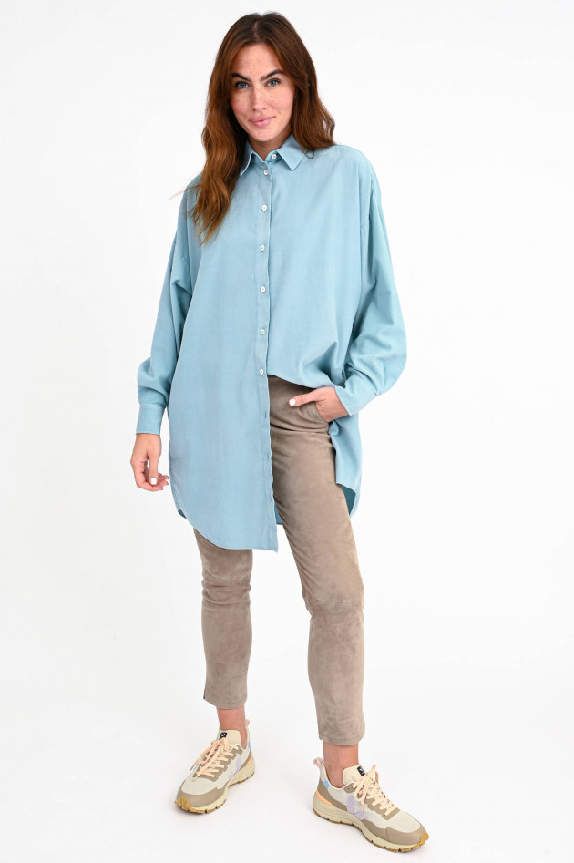 1868 Lange Bluse aus Feincord in Aqua