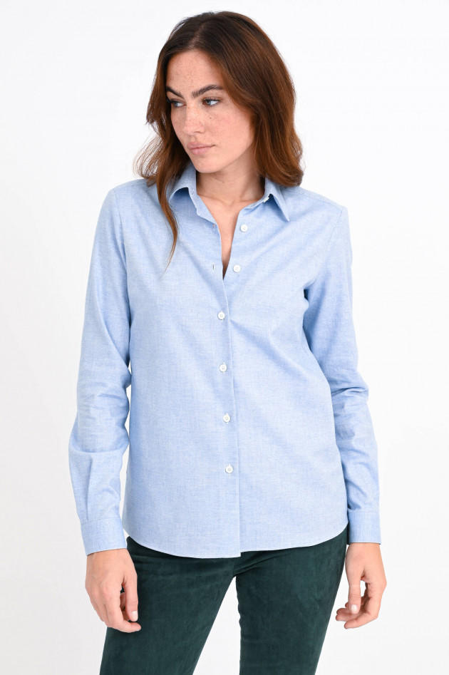 1868 Klassische Bluse aus Flanell in Hellblau meliert