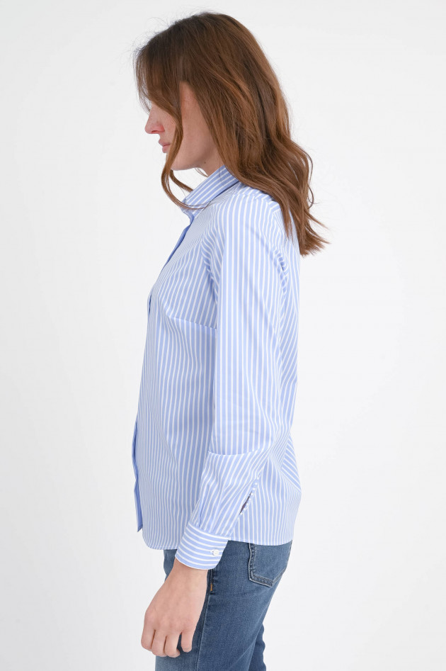 1868 Slim Fit Bluse MAGGE in Mittelblau/Weiß