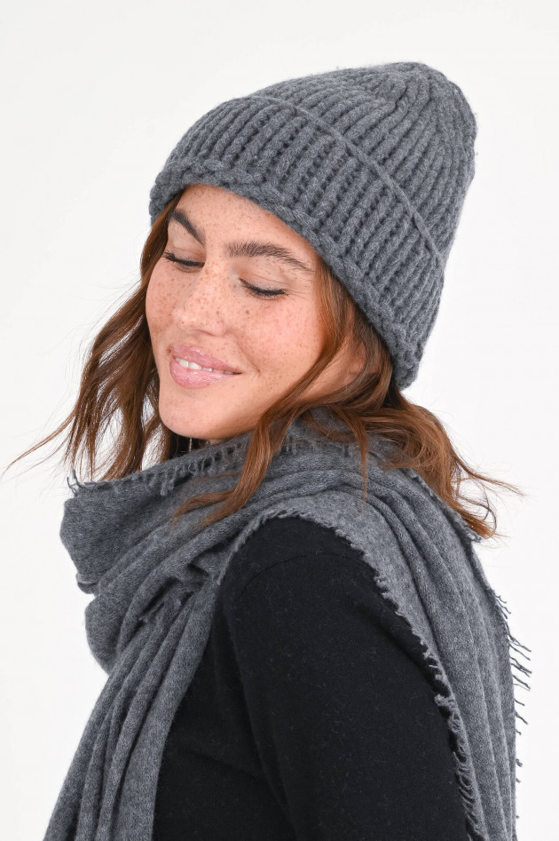 1868 Maxi-Cashmere Mütze in Dunkelgrau