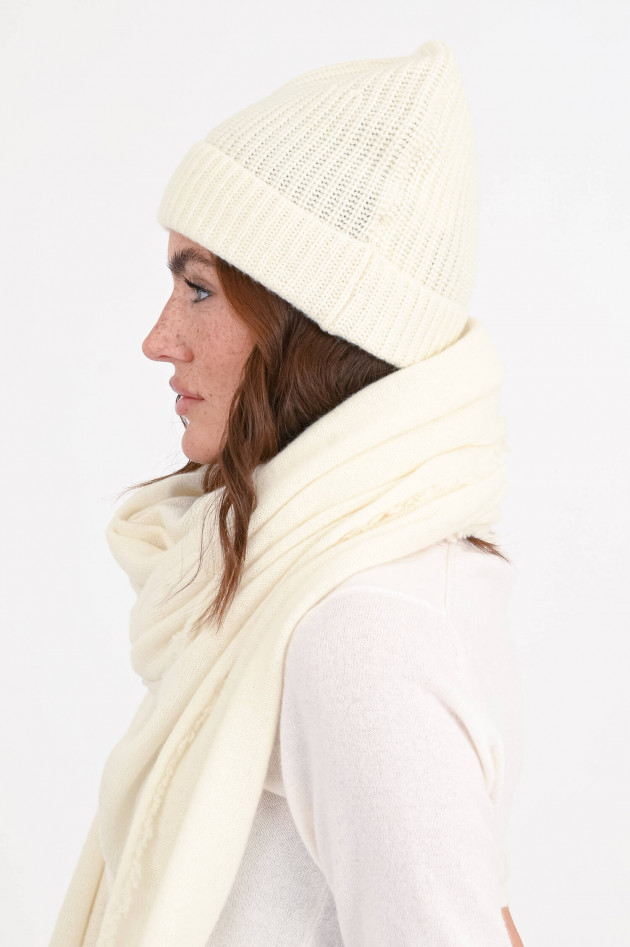 1868 Rippstrickmütze aus Cashmere in Creme