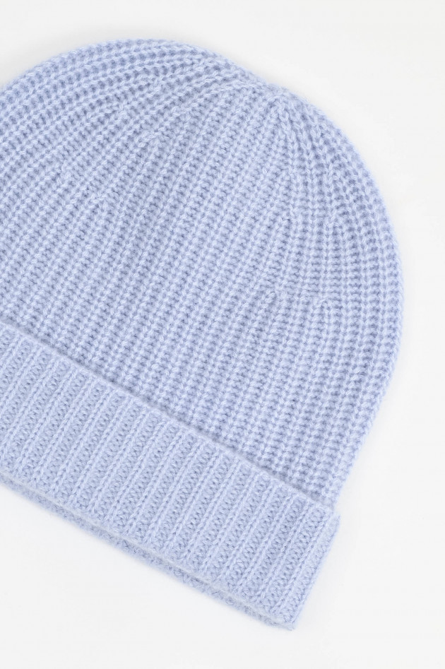 1868 Rippstrickmütze aus Cashmere in Hellblau