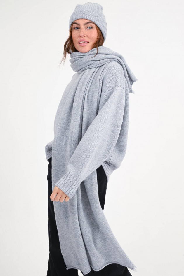 1868 Rippstrickmütze aus Cashmere in Hellgrau