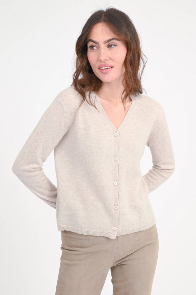 1868 Cashmere-Strickweste mit V-Neck in Mushroom