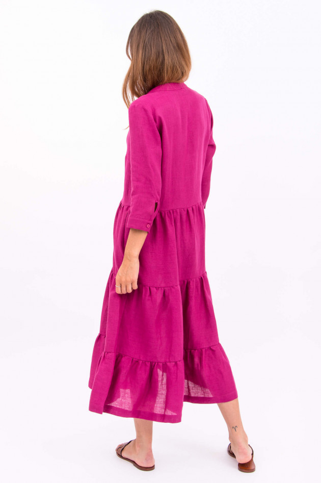 1868 Leinen-Kleid mit Volants in Fuchsia