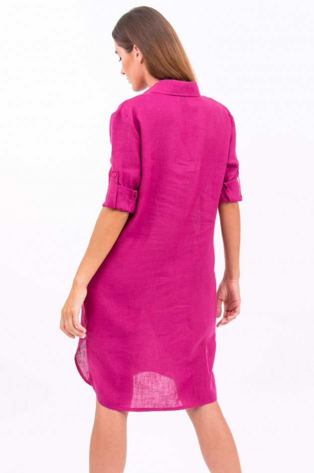 1868 Leinen-Kleid mit Blusenkragen in Fuchsia