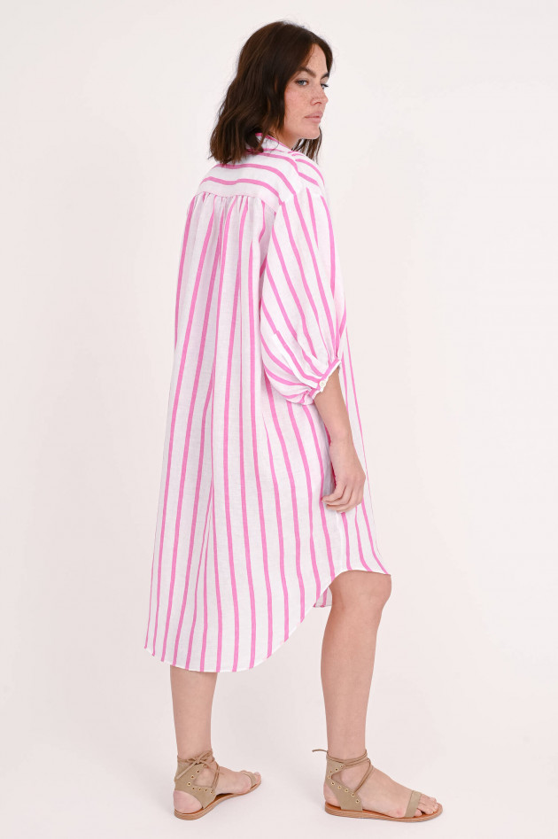 1868 Gestreiftes Leinenkleid CAROLA in Pink/Weiß