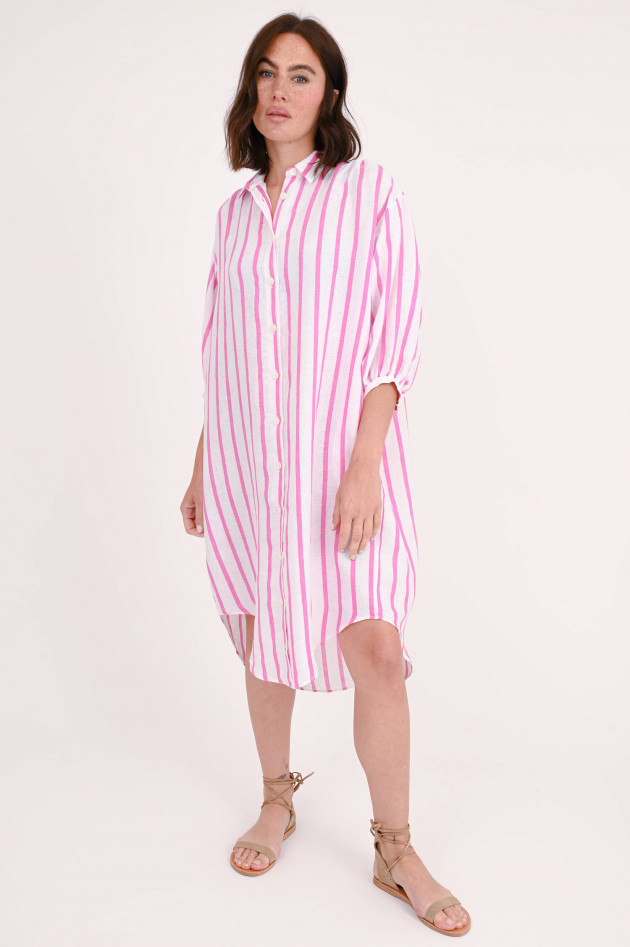 1868 Gestreiftes Leinenkleid CAROLA in Pink/Weiß
